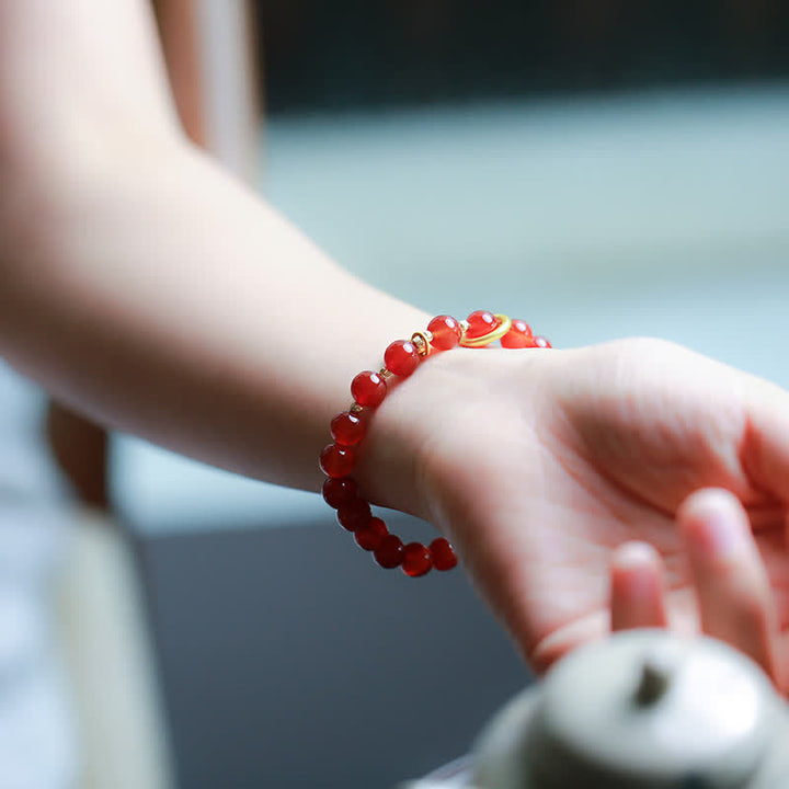 Buddha Stones Armband met zegenletter van natuurlijke rode agaat - image 5
