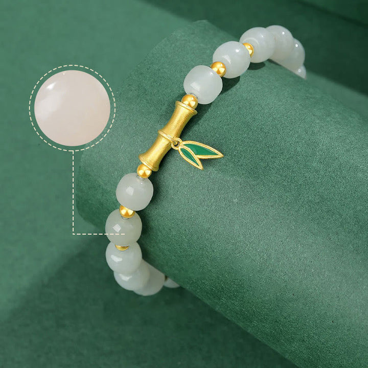 Buddha Stones 925 Sterling Zilveren Hetian Witte Jade Bamboe Armband - image 6