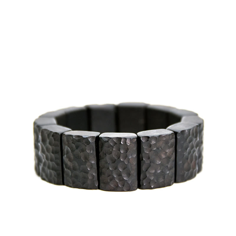 Buddha Stones Vintage Armband met ebbenhouten textuur en vredesmotief - image 8