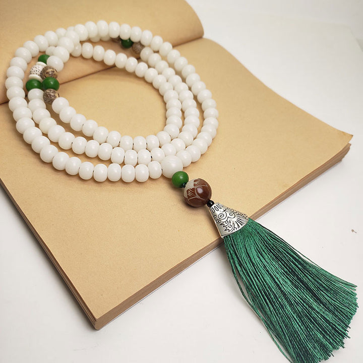 Witte Bodhizaad Mala met 108 kralen, Armband - image 2