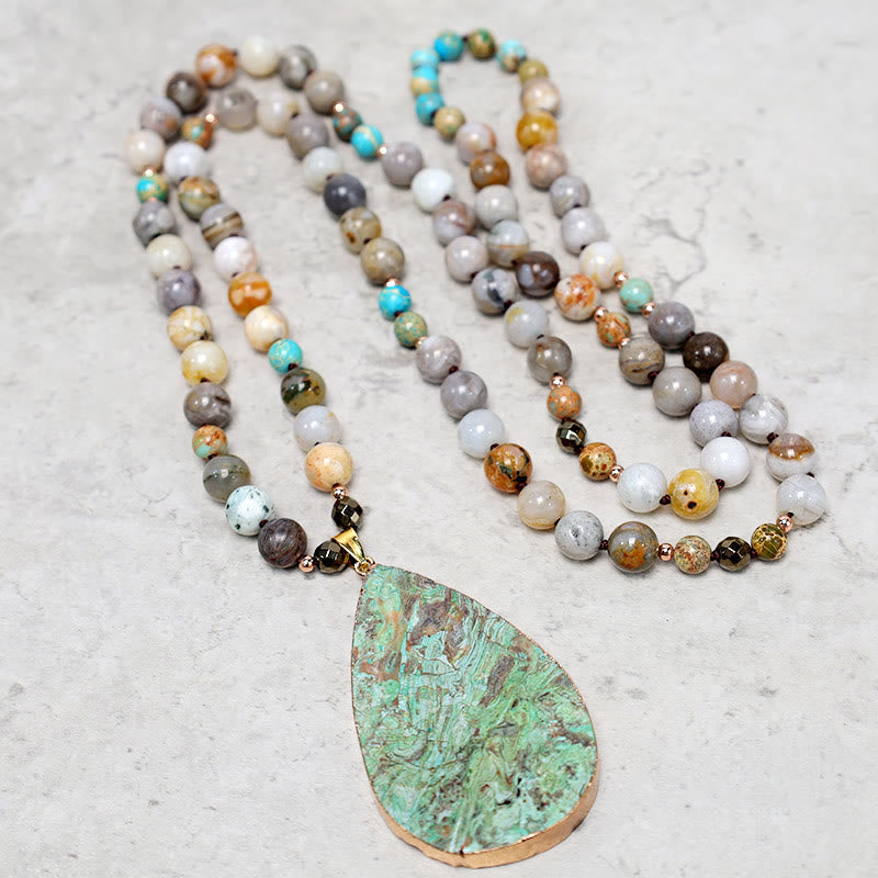 Buddha Stones Natuurlijke oceaan Picasso jaspis kralen helende ketting - image 0