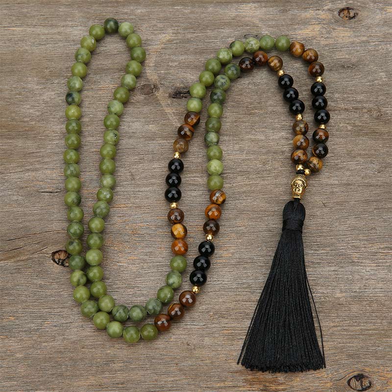Buddha Stones Tibetaanse groene jaspis beschermingsmala - Armband - 8mm - image 0