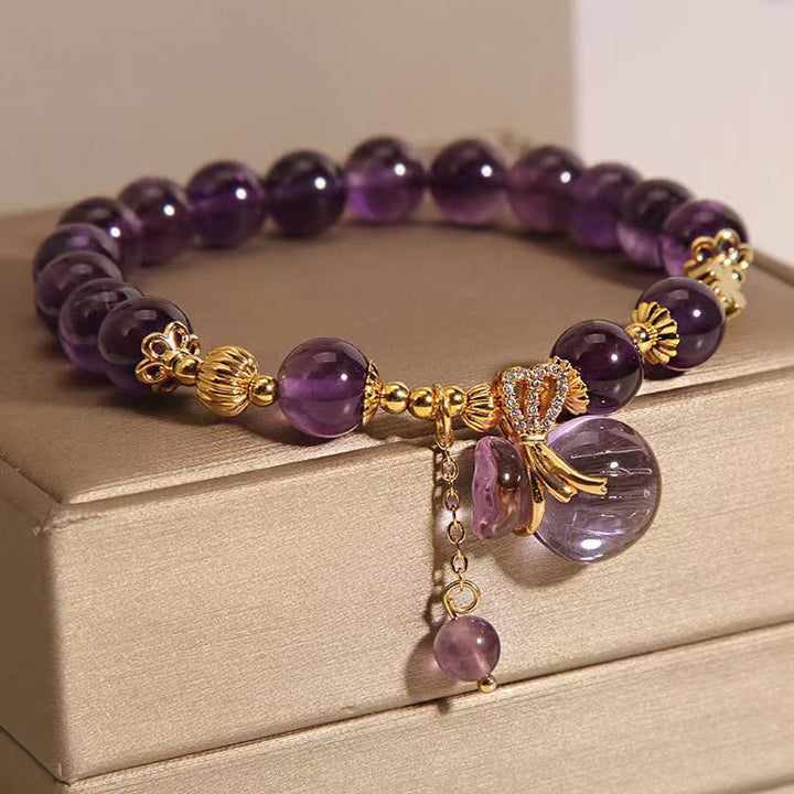 Buddha Stones Natuurlijke amethist kristallen geldzak bedeltje positieve Armband - Amethist Geldzak - image 6