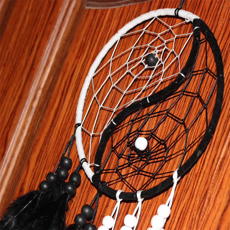 Yin Yang dromenvanger rond net met veren, balansdecoratie - image 11