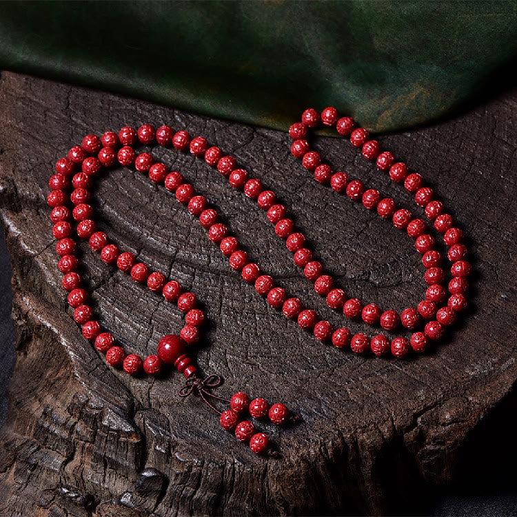 Buddha Stones 108 Mala kralen met cinnaber Om Mani Padme Hum patroon gegraveerde Armband - 6mm*108 Om Mani Padme Hum - image 6