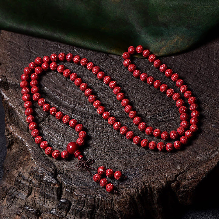 Buddha Stones 108 Mala kralen met cinnaber Om Mani Padme Hum patroon gegraveerde Armband - 6mm*108 Om Mani Padme Hum - image 6