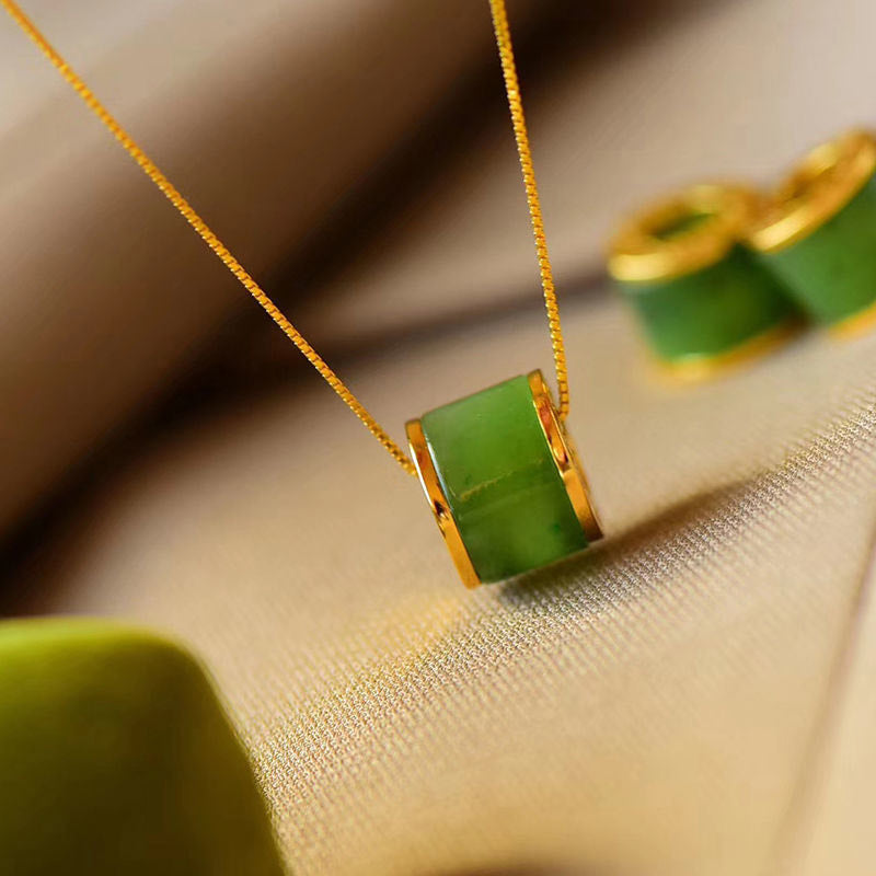 Buddha Stones Ronde cyaan jade gelukshanger voor Ketting - image 5