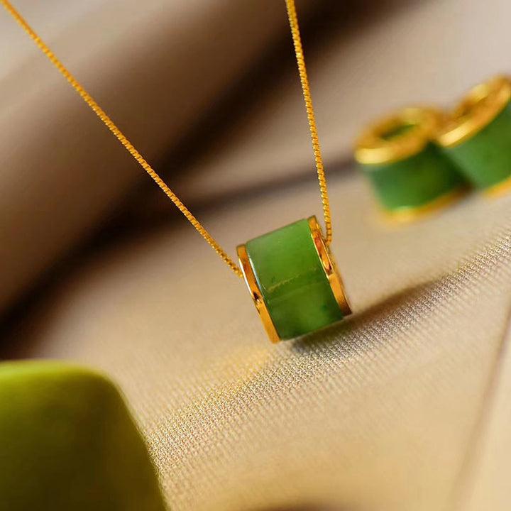 Buddha Stones Ronde cyaan jade gelukshanger voor Ketting - image 5