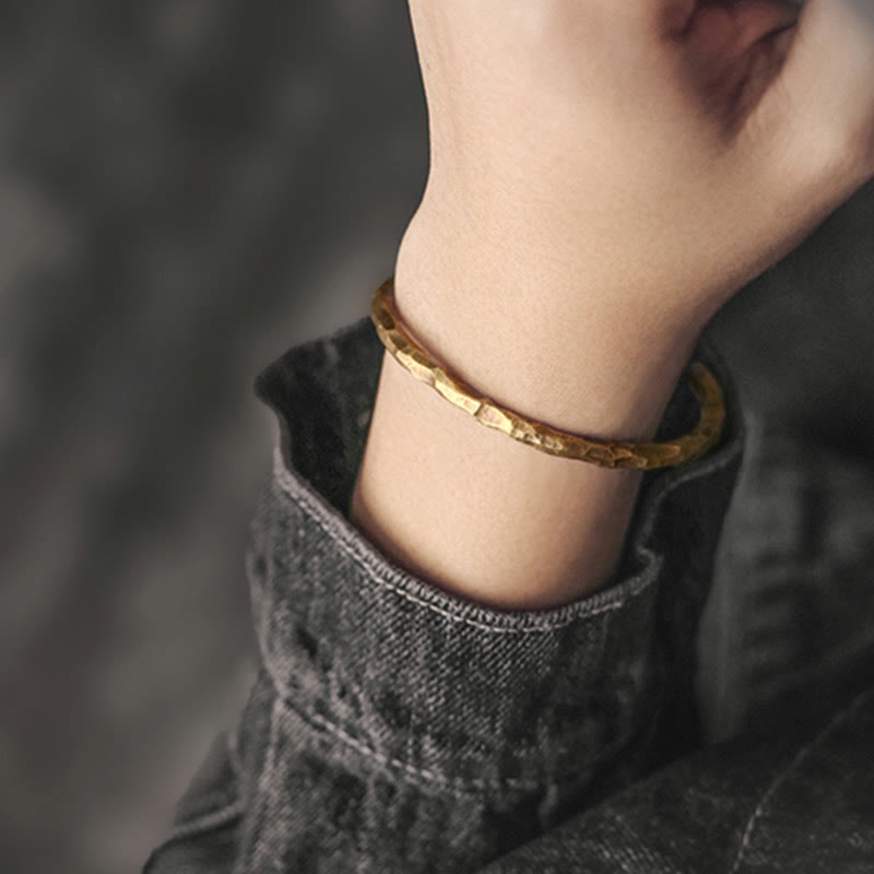 Buddha Stones Bangle armband met reliëfstructuur en koperen Manchetarmband - image 9