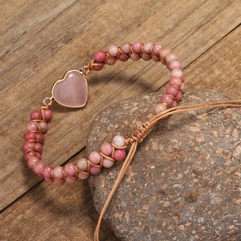 Natuurlijke rhodoniet liefdeshart helende Armband - image 4