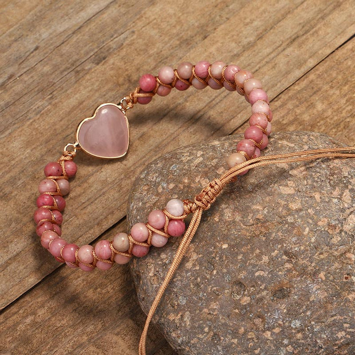 Natuurlijke rhodoniet liefdeshart helende Armband - image 4