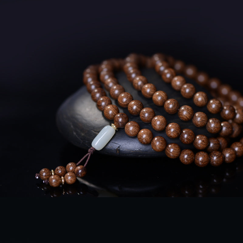 Buddha Stones 108 Mala kralen, rozenhout, jade, rustgevende Armband - image 5