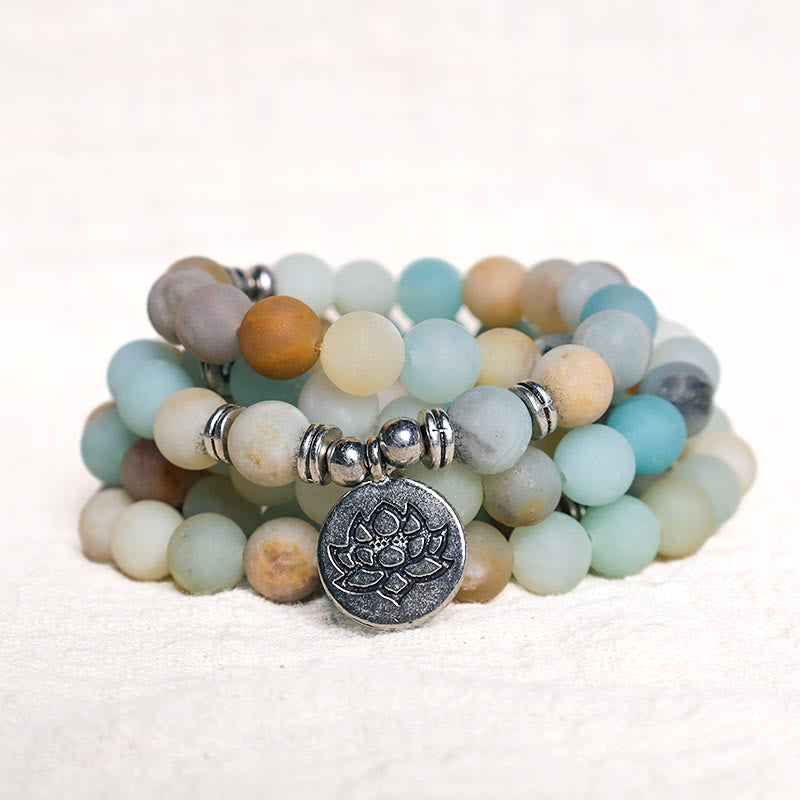 Buddha Stones Tibetaanse Amazonietsteen Zegen Lotus Mala - image 2