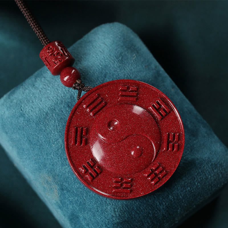 Buddha Stones Cinnaber Yin Yang Bagua zegen Ketting hanger - image 1