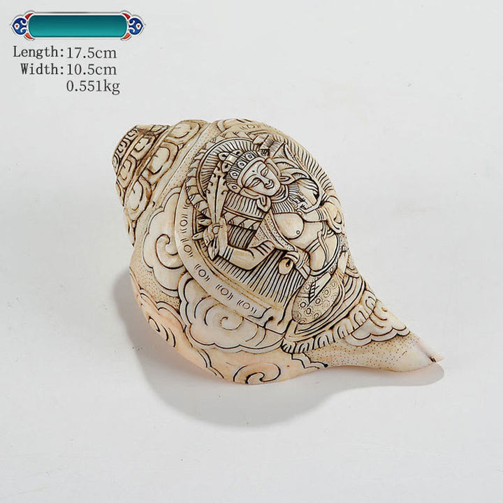 Tibetaanse handgemaakte gegraveerde Shankha Boeddha Avalokitesvara Conch Shell rijkdom decoratie - Manjusri Bodhisattva 17*10,5 cm - image 8