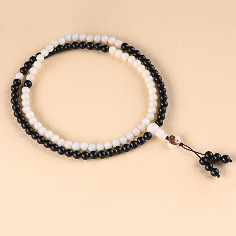 Buddha Stones Ebbenhouten YinYang Ketting Mala - image 7