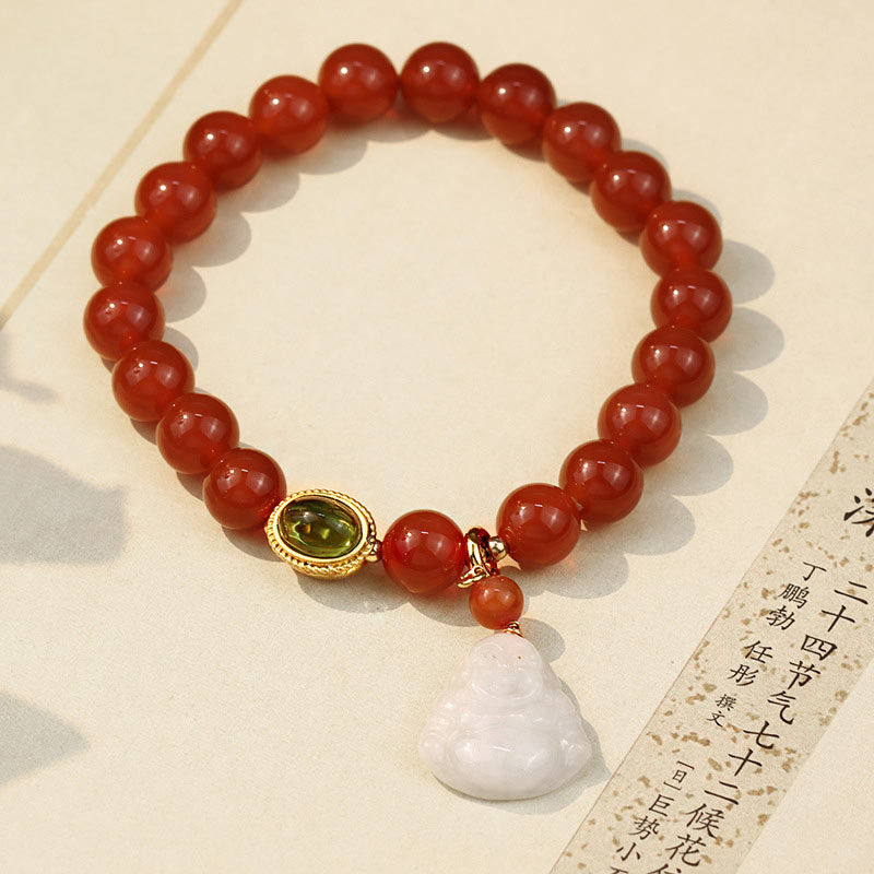 Buddha Stones Armband van natuurlijke rode agaat Boeddha voor succes - image 1