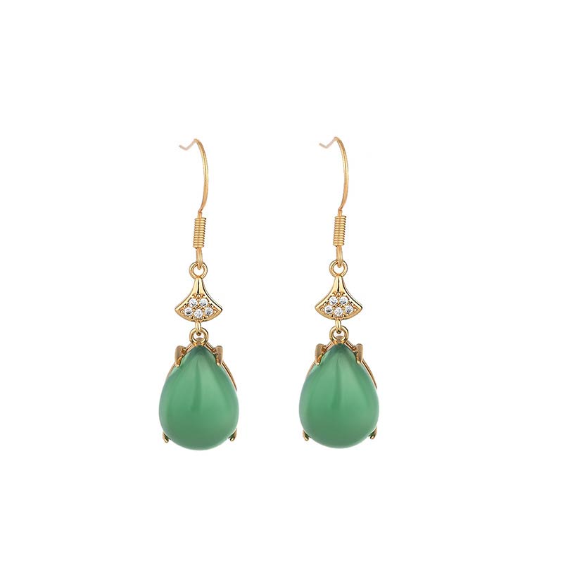 Buddha Stones Cyan Jade Luck Drop Oorbellen - image 4