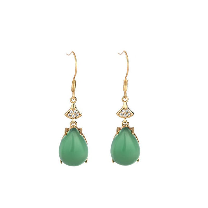 Buddha Stones Cyan Jade Luck Drop Oorbellen - image 4