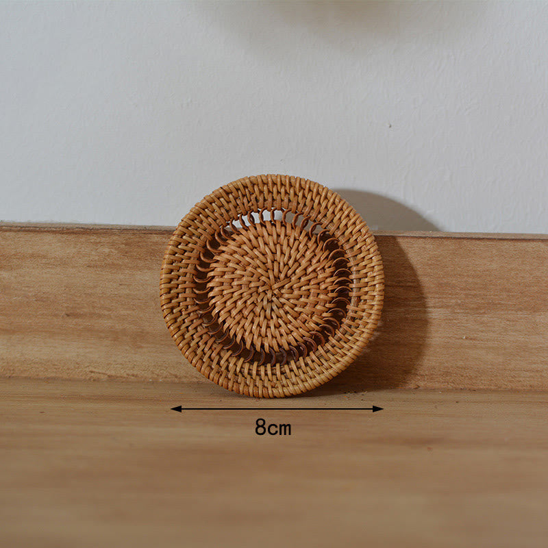 Keramische onderzetter van rotan met bloemenpatroon voor Theekopje - 8 cm spiraalvormige onderzetter - image 10