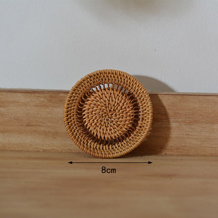Keramische onderzetter van rotan met bloemenpatroon voor Theekopje - 8 cm spiraalvormige onderzetter - image 10