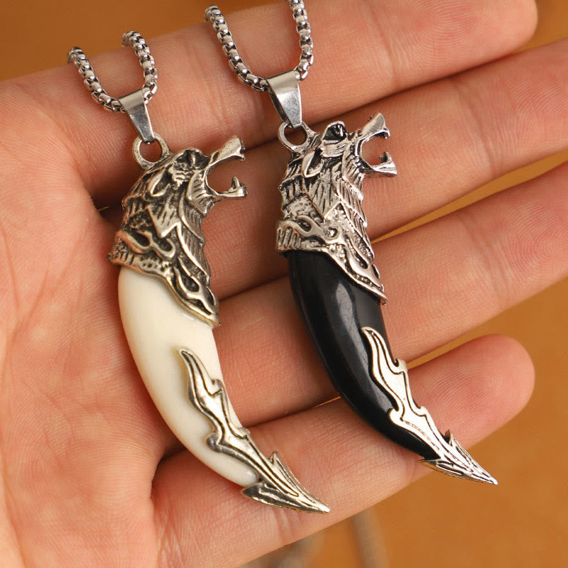 Buddha Stones Imitatie wolfstand titanium stalen Ketting - image 2