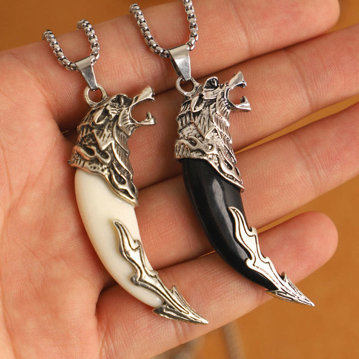 Buddha Stones Imitatie wolfstand titanium stalen Ketting - image 2