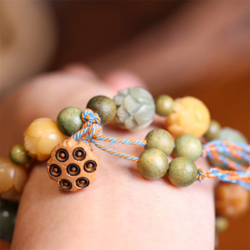 Buddha Stones Bodhizaad Lotus Groene Sandelhout Wijsheid Harmonie Armband - image 8