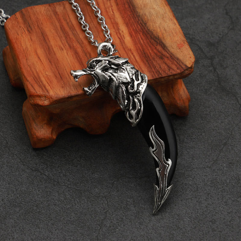 Buddha Stones Imitatie wolfstand titanium stalen Ketting - Zwarte imitatie wolfstand - Ketting - image 9
