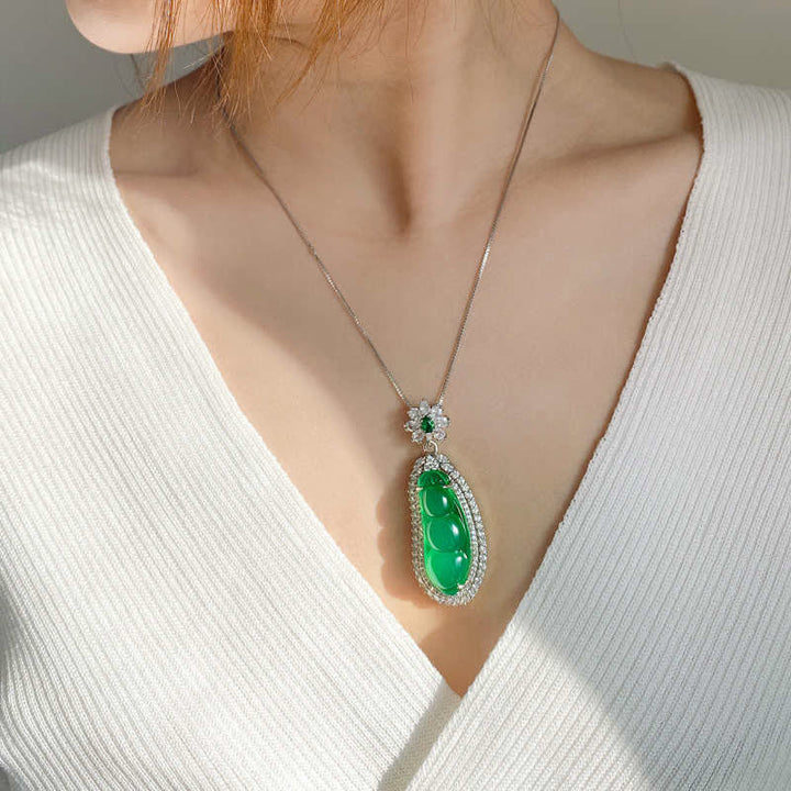 Geluksboon Ketting van cyaan jade - image 1