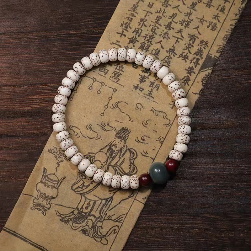 Buddha Stones Armband van Bodhizaad, kleine blaadjes en rood sandelhout. - Witte Bodhizaadjes (Geluk♥Voorspoed) - image 14