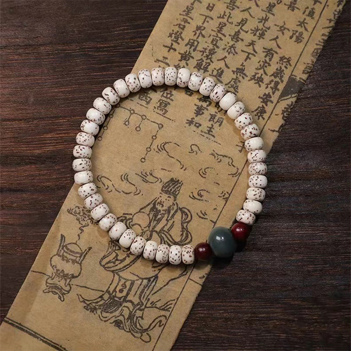 Buddha Stones Armband van Bodhizaad, kleine blaadjes en rood sandelhout. - Witte Bodhizaadjes (Geluk♥Voorspoed) - image 14