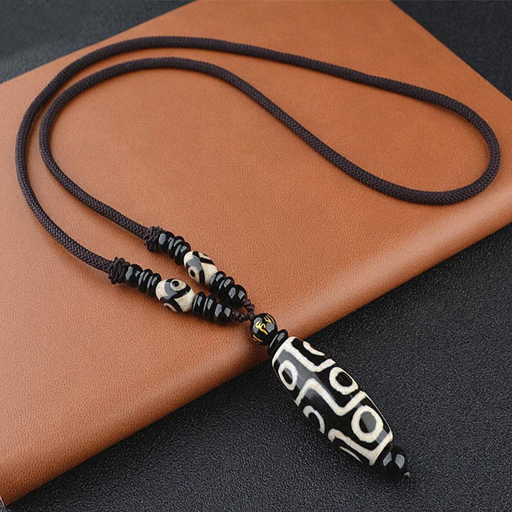 Buddha Stones Ketting met negen ogen en Dzi-kralen voor bescherming van rijkdom. - image 3