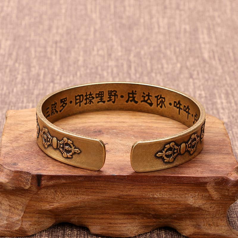 Buddha Stones Tibetaanse Mahāpratisarā Mantra Sanskriet Koper Messing Genezende Bangle-armband - image 2