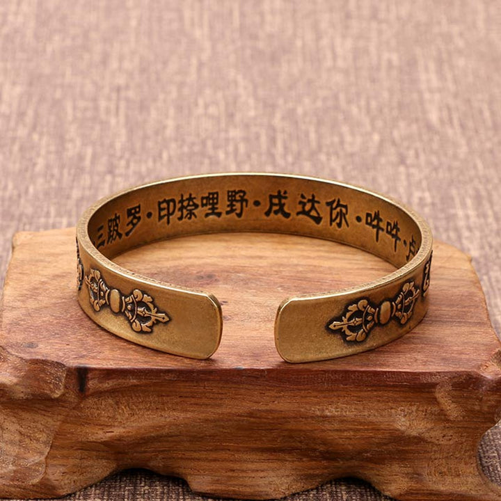 Buddha Stones Tibetaanse Mahāpratisarā Mantra Sanskriet Koper Messing Genezende Bangle-armband - image 2
