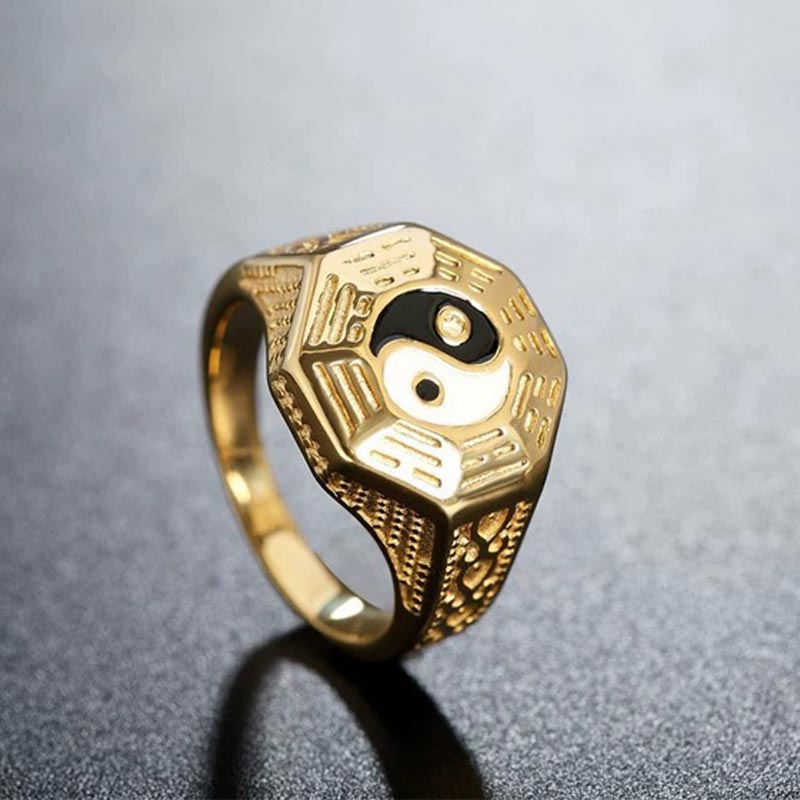Yin Yang symbool koperen Ring - image 2