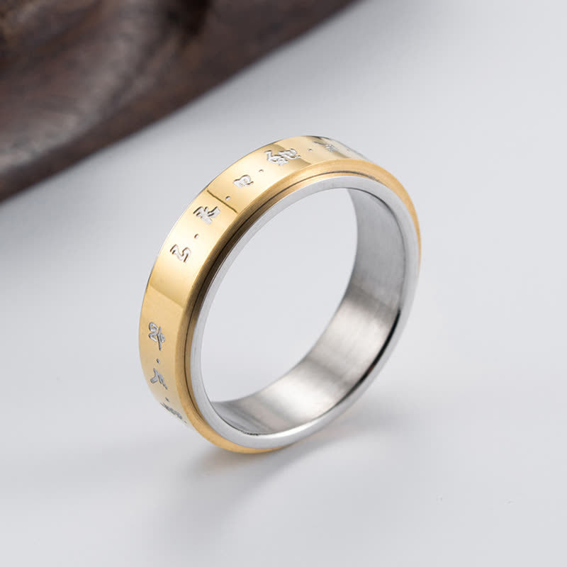 Buddha Stones Mantra titanium stalen balans draaibare Ring - image 2