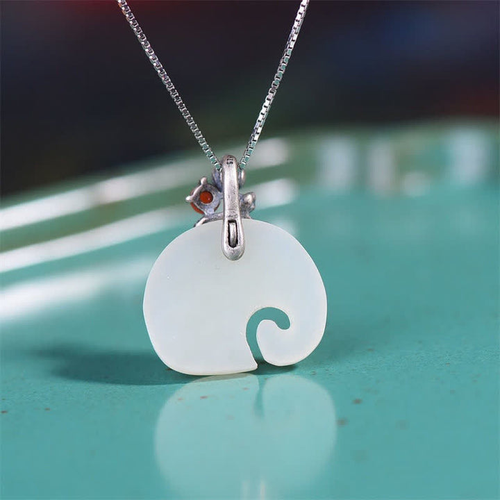 Buddha Stones Witte jade olifant lotus Ketting - image 4