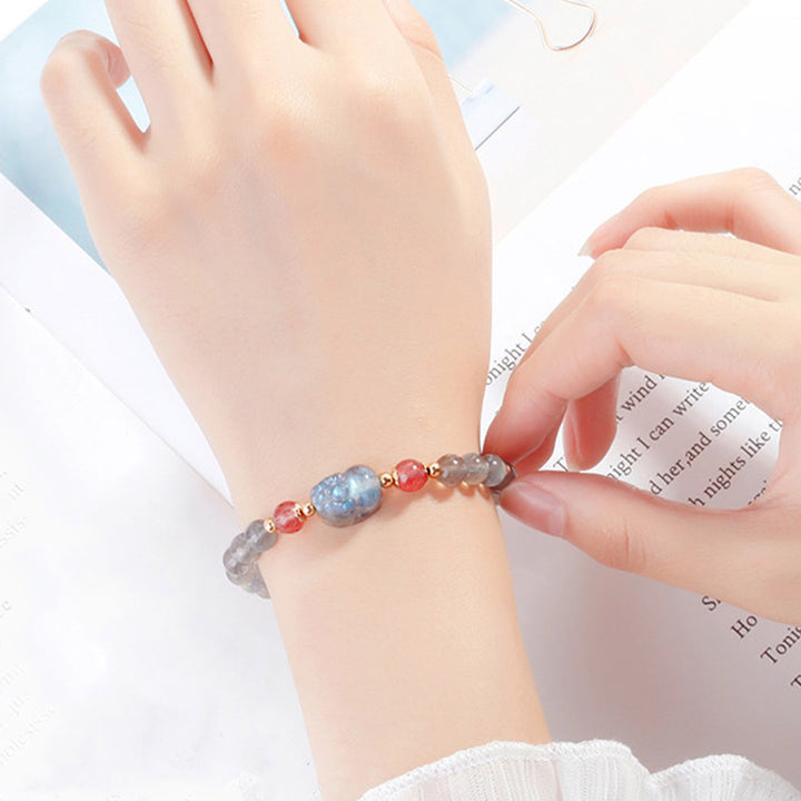 Buddha Stones Maansteen Aardbeikwarts PiXiu Genezende Armband - image 1
