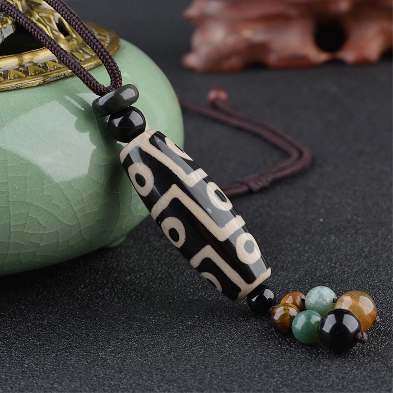 Buddha Stones Ketting met negen ogen en Dzi-kralen voor bescherming van rijkdom. - image 2