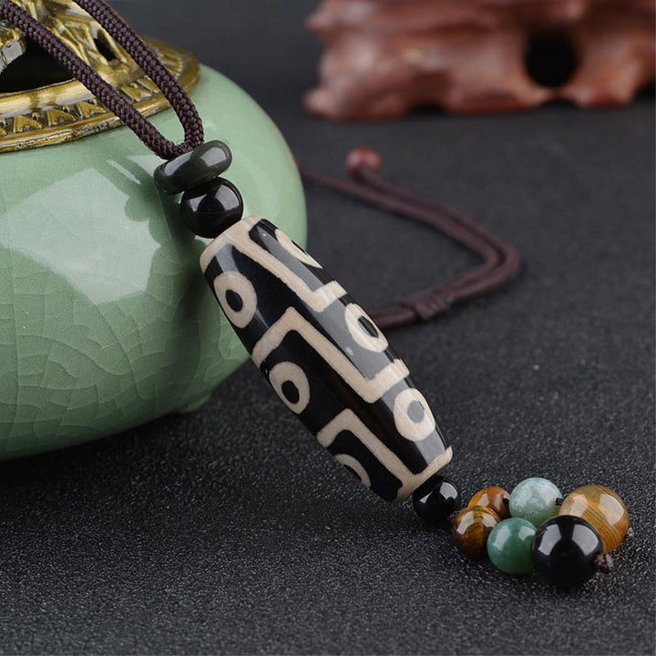 Buddha Stones Ketting met negen ogen en Dzi-kralen voor bescherming van rijkdom. - image 2