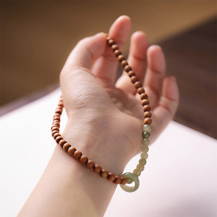 Buddha Stones Sandelhout Hetian Jade Armband met Dubbele Wikkel - image 8