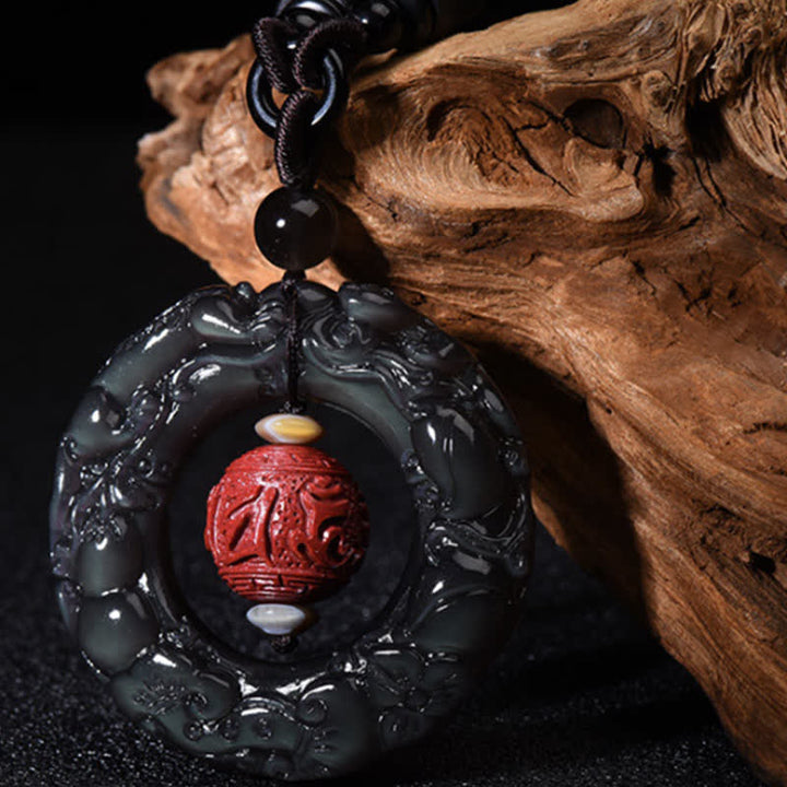 Buddha Stones Feng Shui Natuurlijke Regenboog Obsidiaan PiXiu Cinnaber Genezende Ketting - Regenboogobsidiaan (Liefde ♥ Positieve transformatie) - image 0