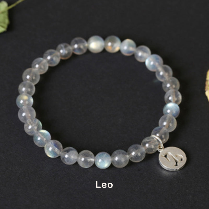 Armband met maansteen en de 12 sterrenbeelden van de dierenriem - Leeuw - image 12