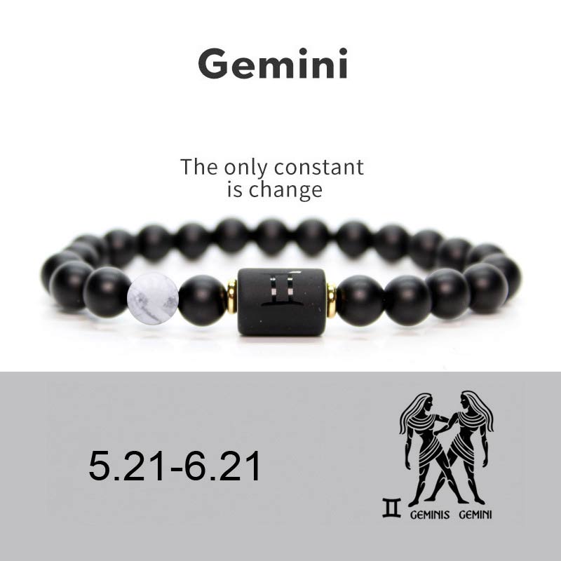 Buddha Stones Verstelbare Armband van zwarte onyx met de 12 sterrenbeelden van de dierenriem - Tweeling - image 11