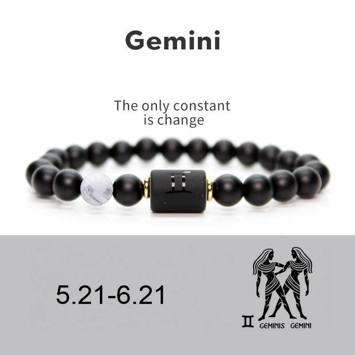 Buddha Stones Verstelbare Armband van zwarte onyx met de 12 sterrenbeelden van de dierenriem - Tweeling - image 11