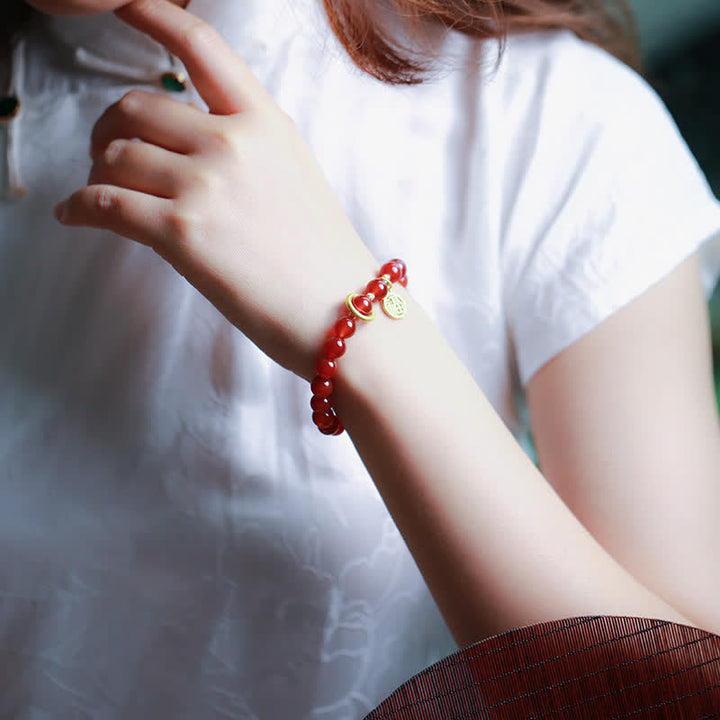 Buddha Stones Armband met zegenletter van natuurlijke rode agaat - image 2