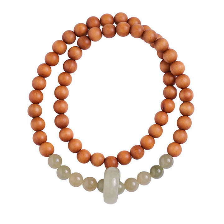 Buddha Stones Sandelhout Hetian Jade Armband met Dubbele Wikkel - image 9