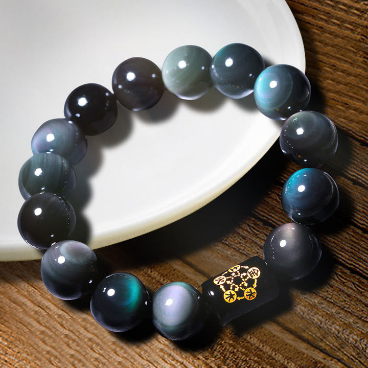 Buddha Stones Armband van natuurlijke regenboogobsidiaan voor positieve transformatie - image 9