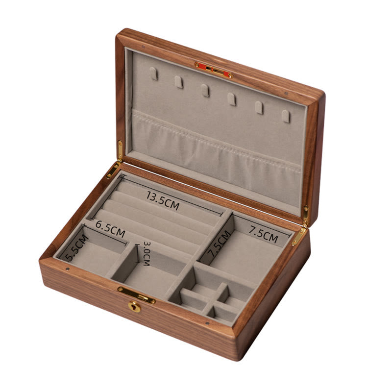 Vintage handgemaakte Sieraden opbergdoos van zwart walnoothout, houten geschenkdoos - image 21